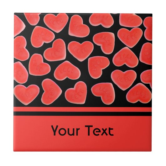 Sweet Hearts Black 'text tile' Tegeltje (Voorkant)