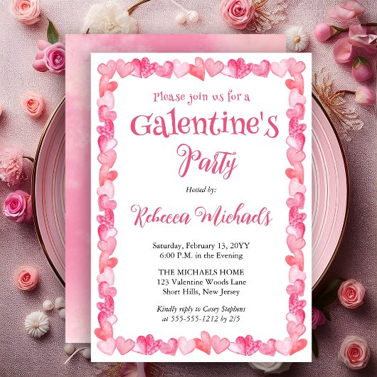 Sweet Hearts Frame Galentine's Day Party Kaart