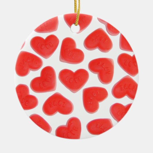 Sweet Hearts "Jouw tekst" ornament rood terug (Voorkant)