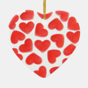 Sweet Hearts 'Naam & Datum' hart rood terug Keramisch Ornament