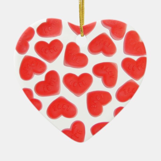 Sweet Hearts 'Naam & Datum' hart rood terug Keramisch Ornament (Voorkant)