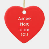 Sweet Hearts 'Naam & Datum' hart rood terug Keramisch Ornament (Achterkant)