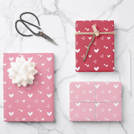 Sweet Hearts Patroon Rood en Roze Inpakpapier Vel