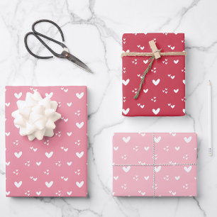 Sweet Hearts Patroon Rood en Roze Inpakpapier Vel