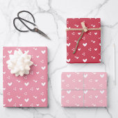 Sweet Hearts Patroon Rood en Roze Inpakpapier Vel