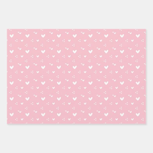 Sweet Hearts Patroon Rood en Roze Inpakpapier Vel (Voorkant 3)
