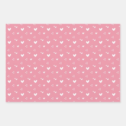 Sweet Hearts Patroon Rood en Roze Inpakpapier Vel (Voorkant)