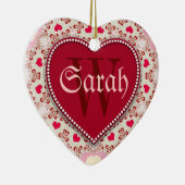 Sweet Hearts Rode naam Deursignalen Versiemend Keramisch Ornament (Rechts)