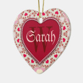 Sweet Hearts Rode naam Deursignalen Versiemend Keramisch Ornament (Links)