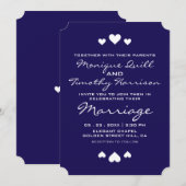 Sweet Hearts Royal Blue Wedding Kaart (Voorkant / Achterkant)