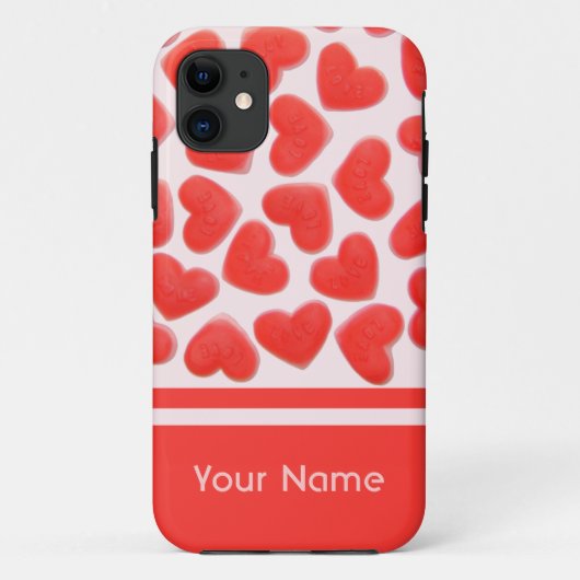 Sweet Hearts Roze Naam iPhone case (Achterkant)
