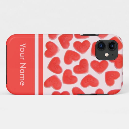 Sweet Hearts Roze Naam iPhone case (Achterkant (horizontaal))