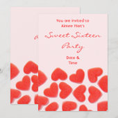 Sweet Hearts Roze 'Sweet Sixteen party' uitnodigin Kaart (Voorkant / Achterkant)