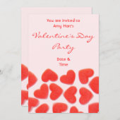 Sweet Hearts Roze uitnodiging van de partij "Valen (Voorkant / Achterkant)