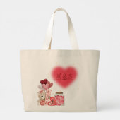 Sweet Hearts & Teddy Bear Valentine Bag Grote Tote Bag (Achterkant)