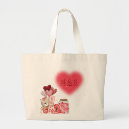 Sweet Hearts & Teddy Bear Valentine Bag Grote Tote Bag