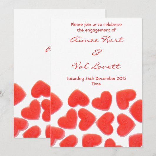 Sweet Hearts-uitnodiging voor 'verlovingsfeest' Kaart (Voorkant / Achterkant)