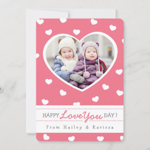 Sweet Hearts Valentijn fotokaart / roze Feestdagenkaart