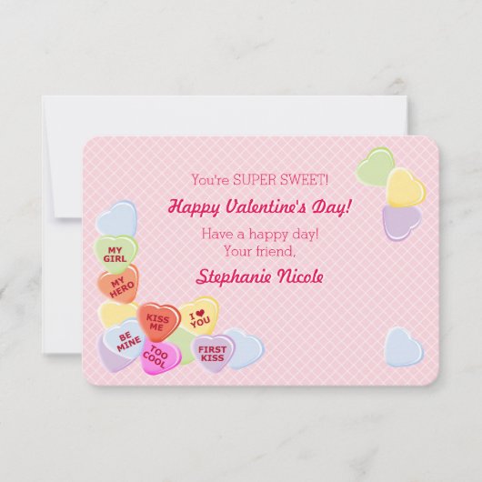 Sweet Hearts Valentijns Snoep Kaart (Voorkant)