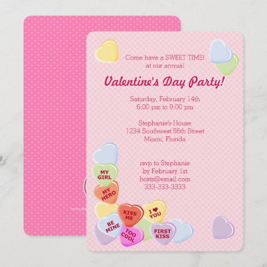 Sweet Hearts Valentijns Snoep Kaart (Voorkant / Achterkant)