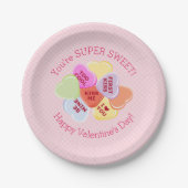 Sweet Hearts Valentijns Snoep Papieren Bordje (Voorkant)