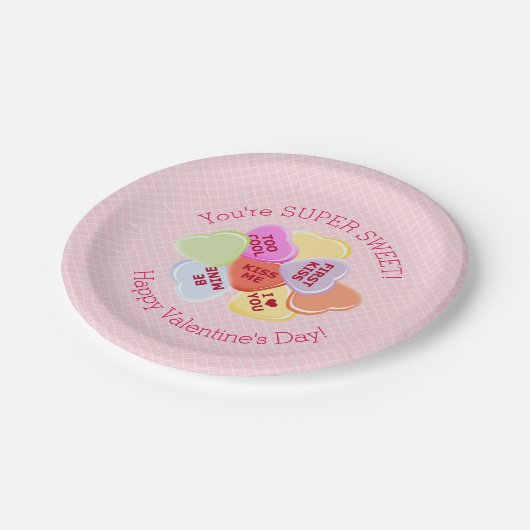 Sweet Hearts Valentijns Snoep Papieren Bordje (Gekanteld)
