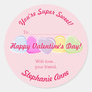 Sweet Hearts Valentijns Snoep Ronde Sticker