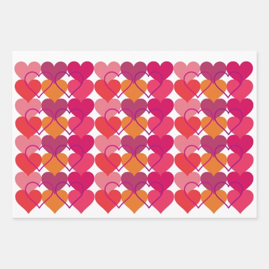 Sweet Hearts Wrapping Paper Flat Sheet Set van 3 (Voorkant)