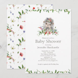 Sweet Hedgel Waterverf Floral Baby shower Kaart