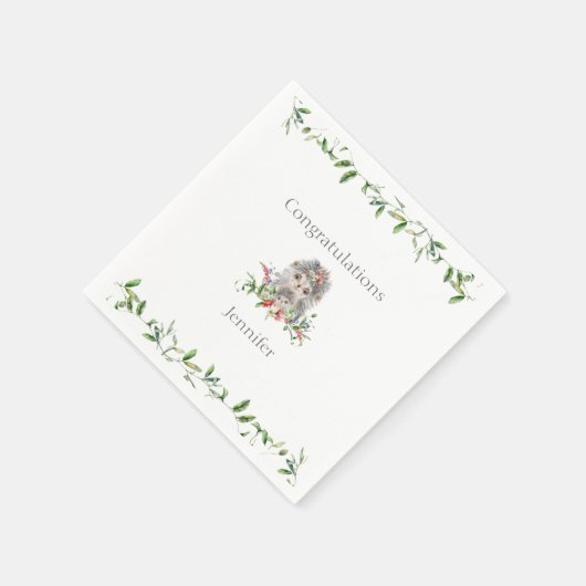 Sweet Hedgel Waterverf Floral Baby shower Servet (Hoek)