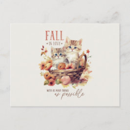 Sweet Herfst Kittens in Pompoenmand Herfst Liefde  Briefkaart