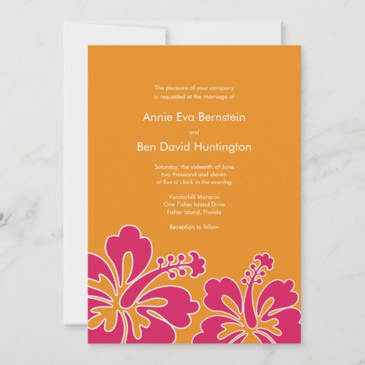 Sweet Hibiscus Wedding Invitation Card Kaart (Voorkant)