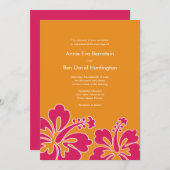 Sweet Hibiscus Wedding Invitation Card Kaart (Voorkant / Achterkant)