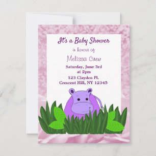Sweet Hippo Baby shower Invitation Kaart
