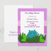 Sweet Hippo Baby shower Invitation Kaart (Voorkant / Achterkant)