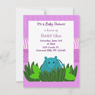Sweet Hippo Baby shower Invitation Kaart