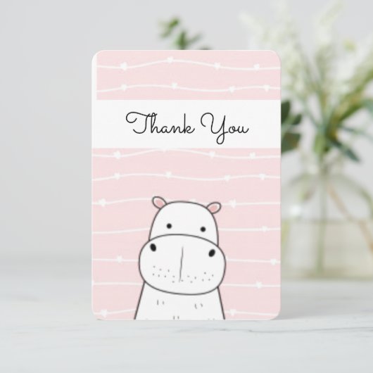 Sweet Hippo Bedankkaart (Staand voorkant)