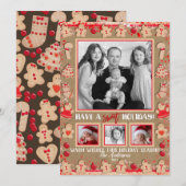 Sweet Holiday Christmas Gingerbread Cookies Foto Feestdagenkaart (Voorkant / Achterkant)