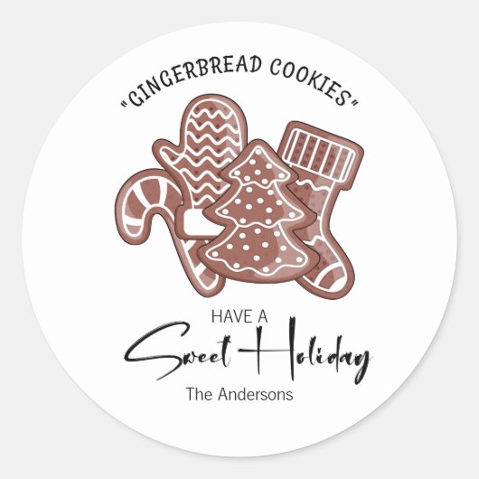 Sweet Holiday Gingerbrood Holiday Ronde Sticker (Voorkant)