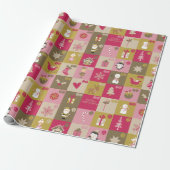 Sweet Holiday Patchwork kerstpatroon Cadeaupapier (Uitgerold)