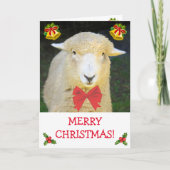 Sweet Holiday Sheep & Bow Stropdas Kerstmis Kaart (Voorkant)