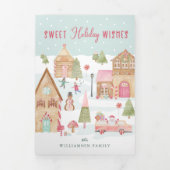 Sweet Holiday wenst Gingerbrood Town Fun Colour Drieluik Wenskaart (Cover)