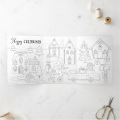 Sweet Holiday wenst Gingerbrood Town Fun Colour Drieluik Wenskaart (Binnen)