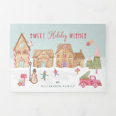 Sweet Holiday wenst Gingerbrood Town Fun Colour Drieluik Wenskaart (Cover)