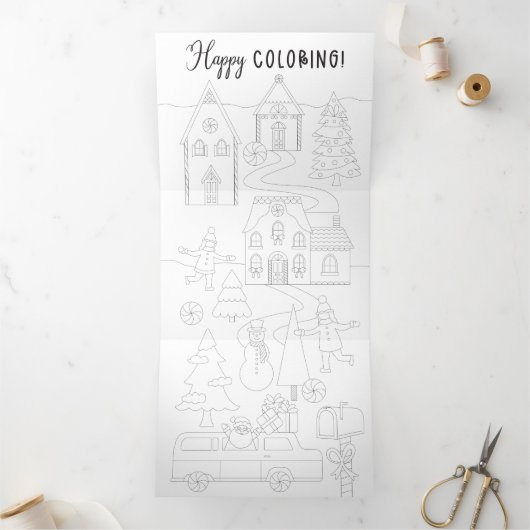 Sweet Holiday wenst Gingerbrood Town Fun Colour Drieluik Wenskaart (Binnen)