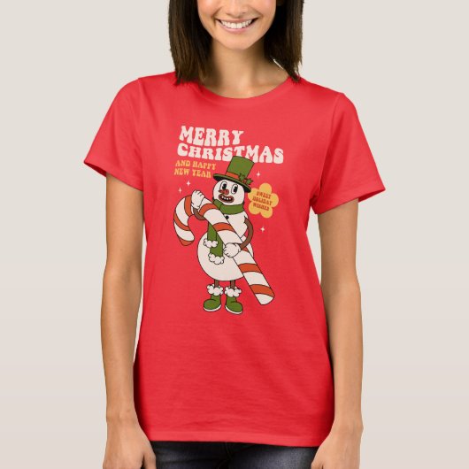 Sweet Holiday Wishes - A Candy Cane Christmas T-shirt (Voorkant)