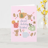 Sweet Holiday Wishes Christmas Schattige Mice Kind Kaart (Gele Bloem)