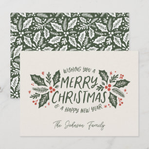 Sweet Holly Berry Kerstmis Evergreen niet-foto Feestdagenkaart