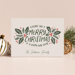 Sweet Holly Berry , niet-fotoKerstmis Feestdagen Kaart<br><div class="desc">Deze feestelijke en feestelijke fotokaart is voorzien van een originele,  met de hand getrokken winterblad met een zoete gestileerde typografie met  bloemen.</div>