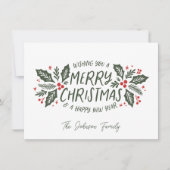 Sweet Holly Greenery kerstfeestjes Feestdagenkaart (Voorkant)